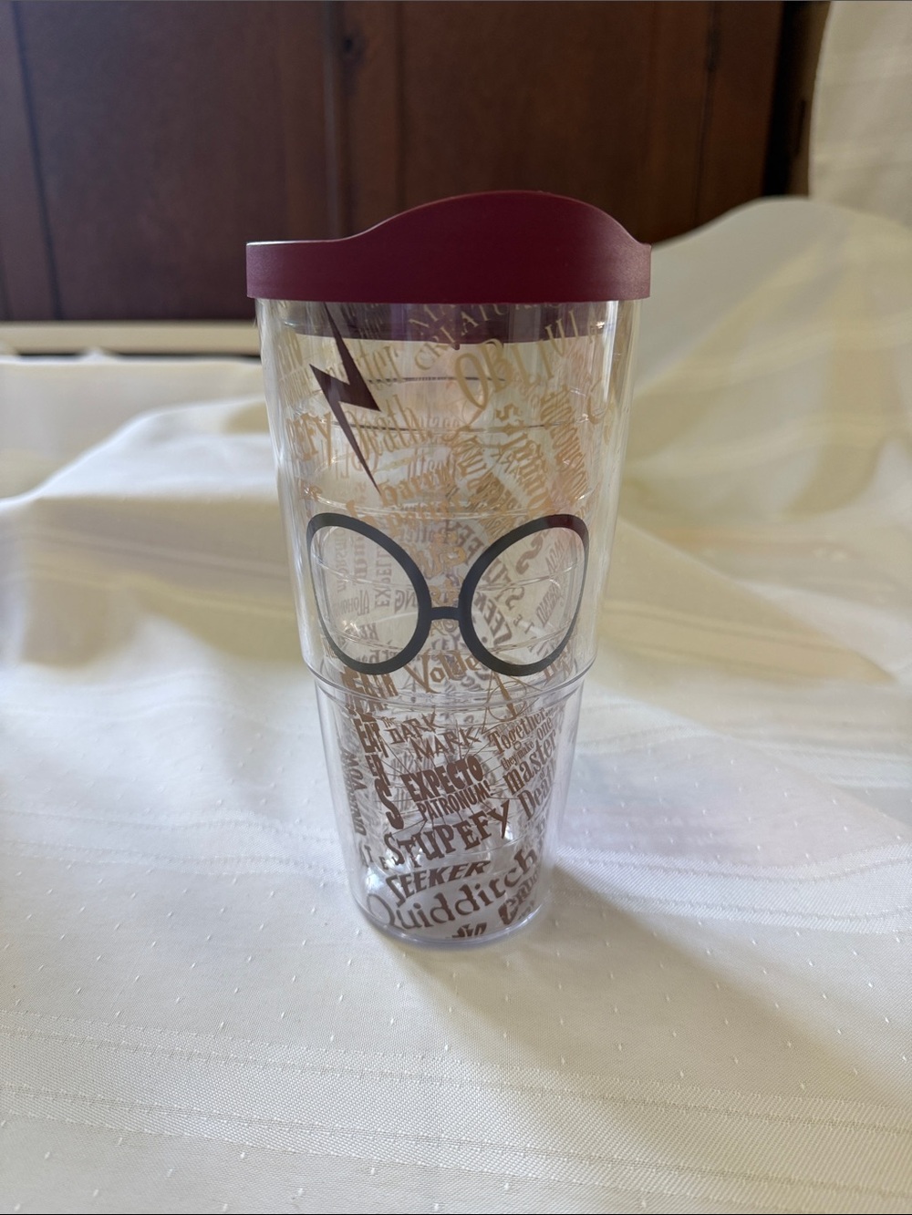 Tervis Harry Potter Clear Travel Tumbler with Maroon Lid and Black Graphics